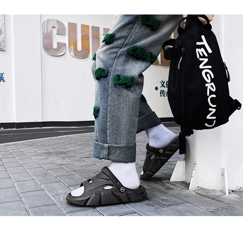 Mens Sport Slides Sandals Adjustable Strap Non Slip Beach Slippers_voghion.com