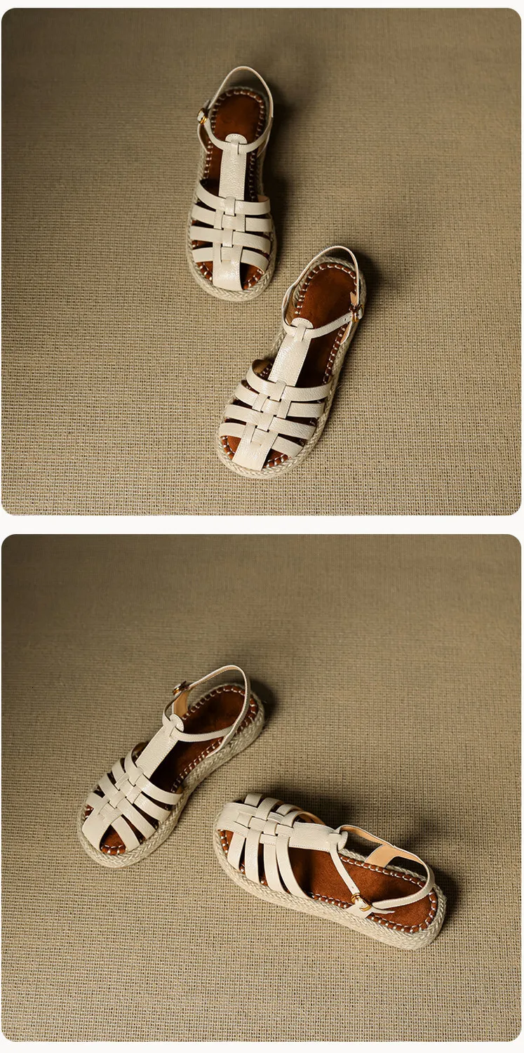 Womens Beige Fisherman Sandals Platform Espadrille Ankle Strap_voghion.com