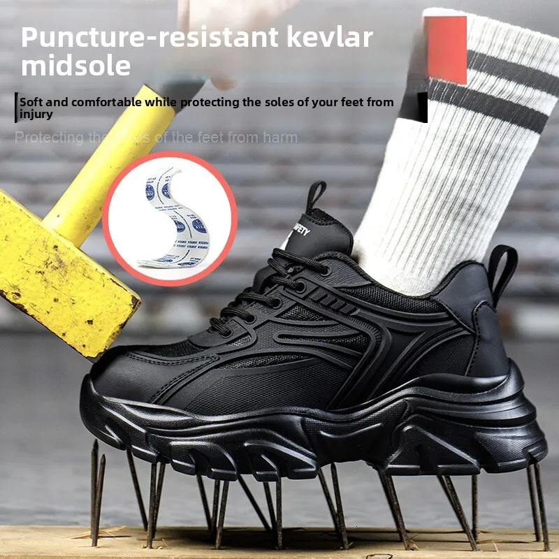 Dameswerkschoenen met stalen neus, anti-impact, verkrijgbaar in diverse kleuren, lichtgewicht, ademend, lekbestendig, antislip en schokabsorberend._voghion.com
