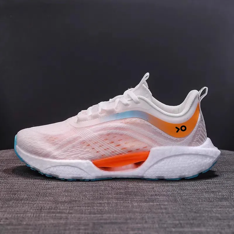 Women's Lightweight White Orange Gradient Mesh Running Shoes With Breathable Upper Outfit Daily_voghion.com