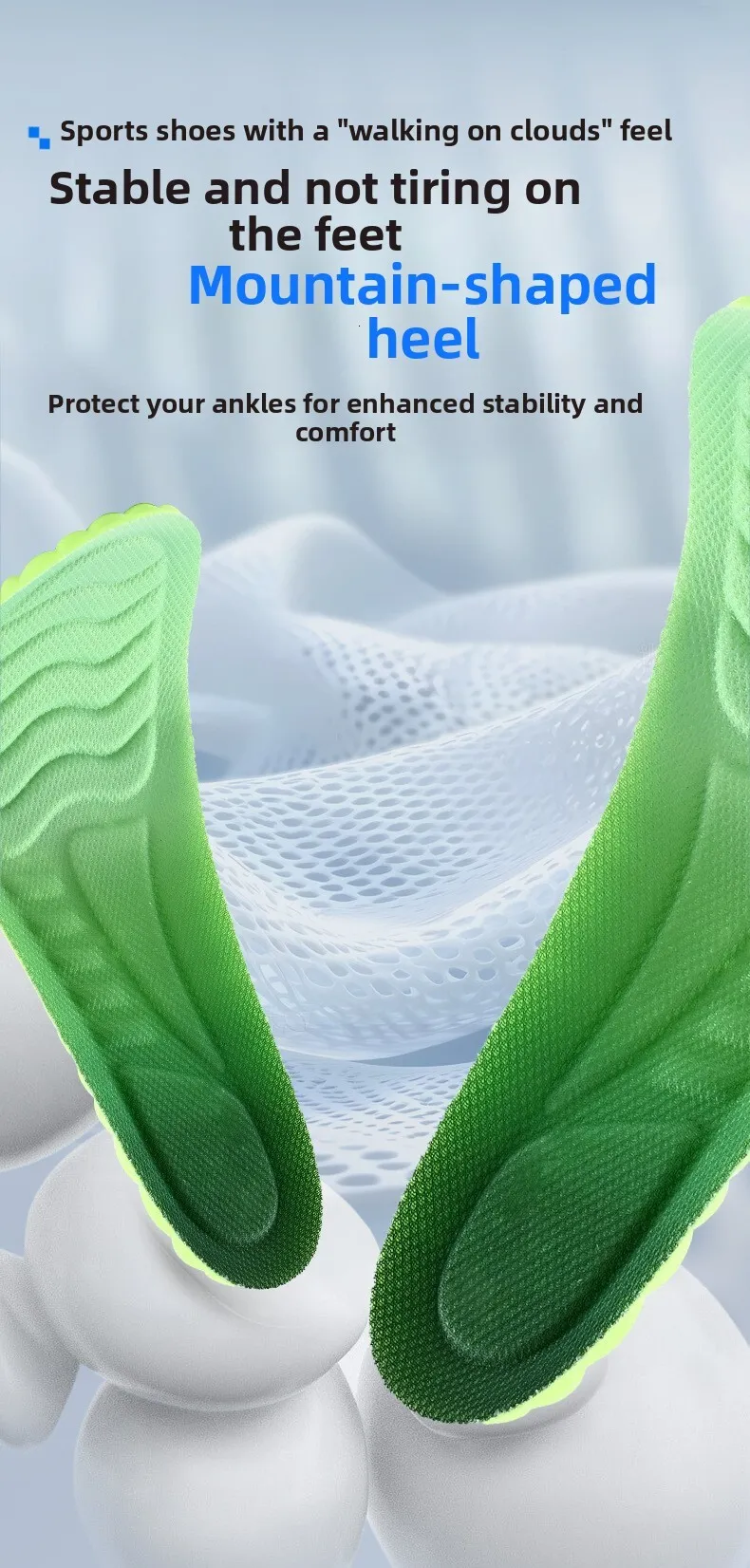 Soft Elastic Shoe Insoles Shock Absorption Breathable Sweat Wearing Comfortable Inserts_voghion.com