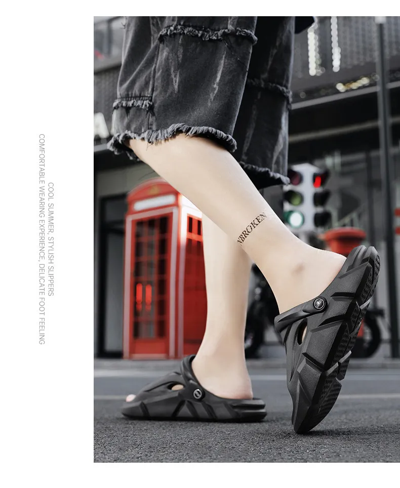 Mens Sport Slides Sandals Adjustable Strap Non Slip Beach Slippers_voghion.com