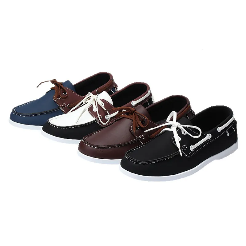 Herren-Lederschuhe, Schnürschuhe, Mokassin-Zehenkappe, lässige Deckschuhe für den Alltag und zum Segeln_voghion.com