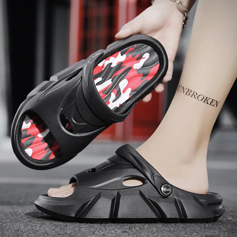 Mens Sport Slides Sandals Adjustable Strap Thick Non Slip Sole Outdoor Beach Slippers_voghion.com