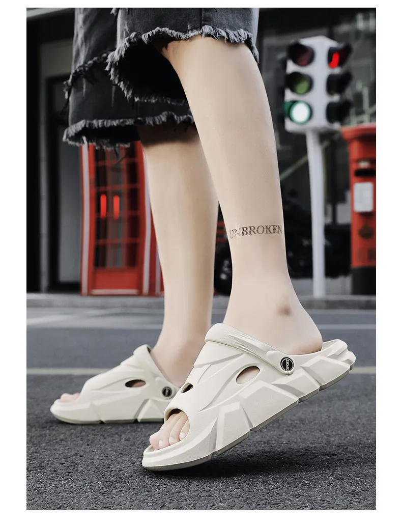Mens Sport Slides Sandals Adjustable Strap Non Slip Beach Slippers_voghion.com