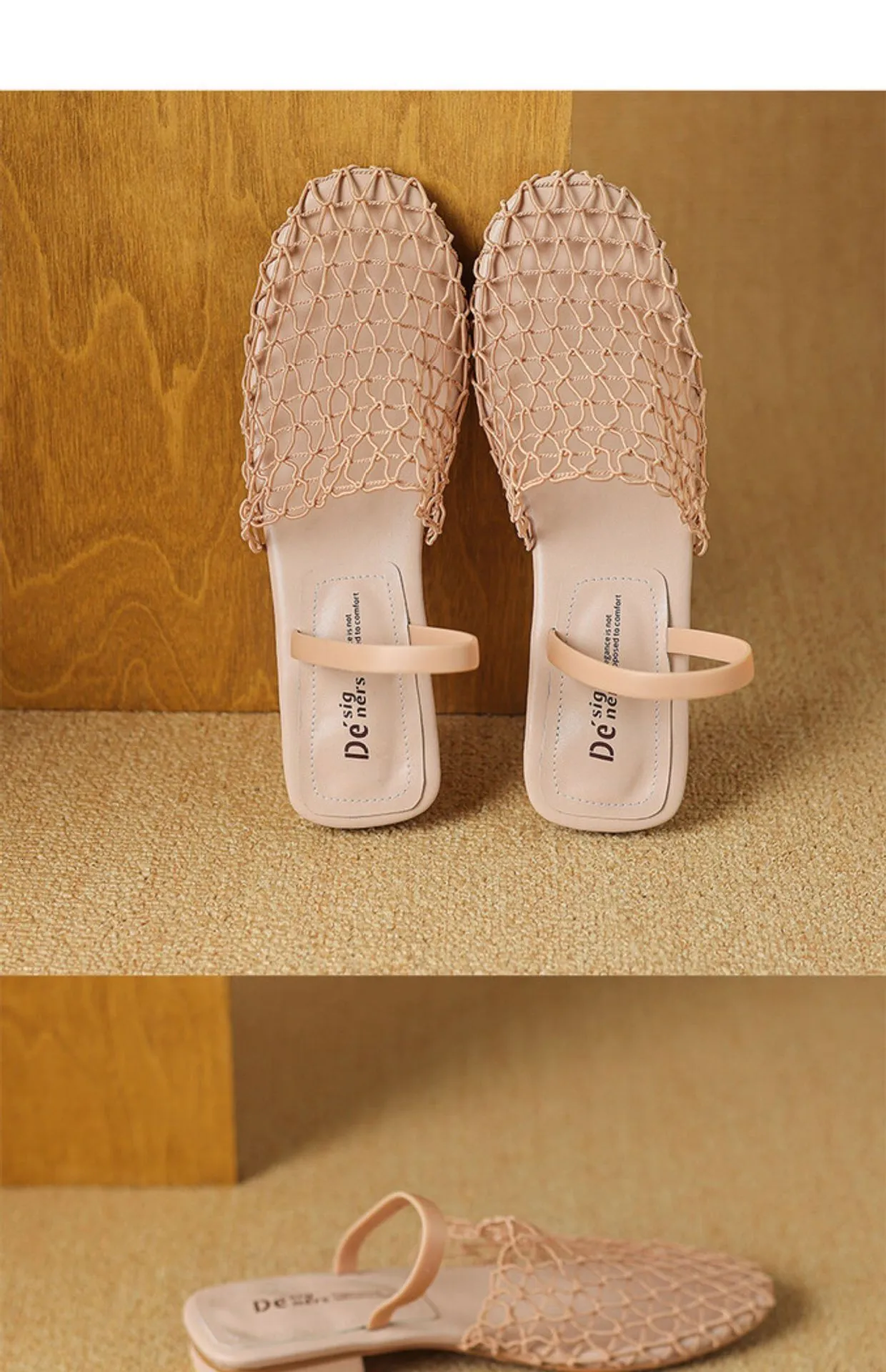 Womens Mesh Slingback Sandals Square Toe Ankle Strap Block Heels_voghion.com