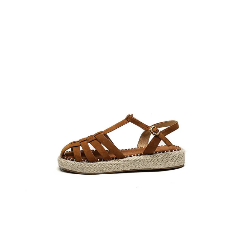 Womens Beige Fisherman Sandals Espadrille Platform Ankle Strap Closed Toe_voghion.com