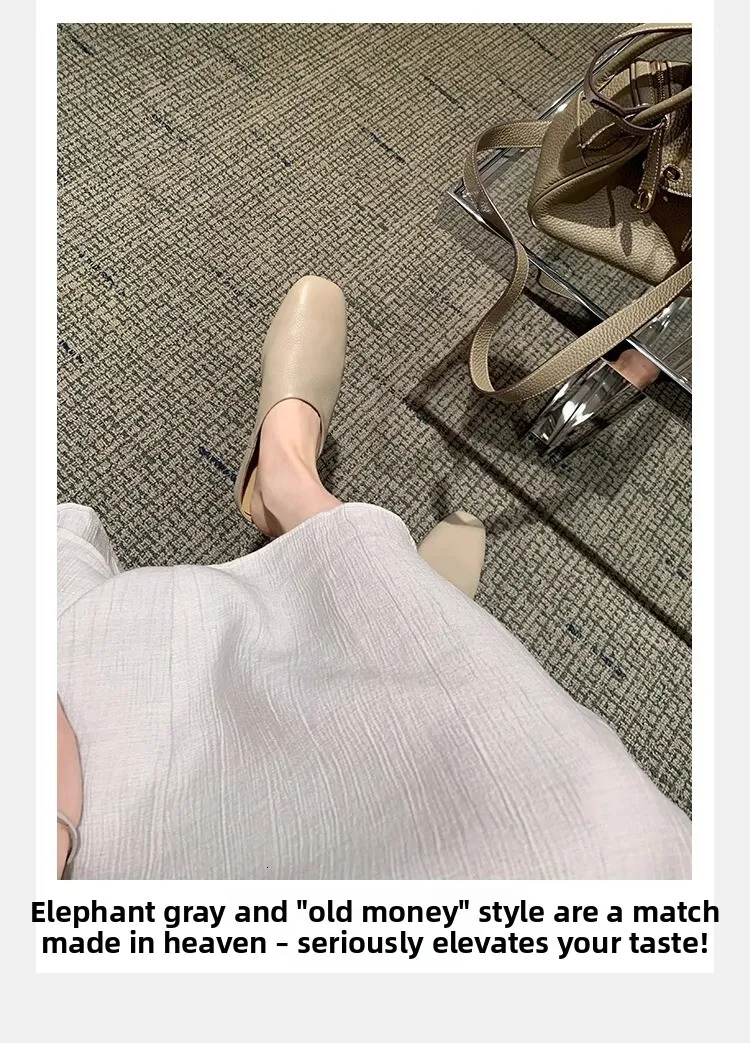 Women's White Leather Mules Square Toe Backless Flat Sandals_voghion.com