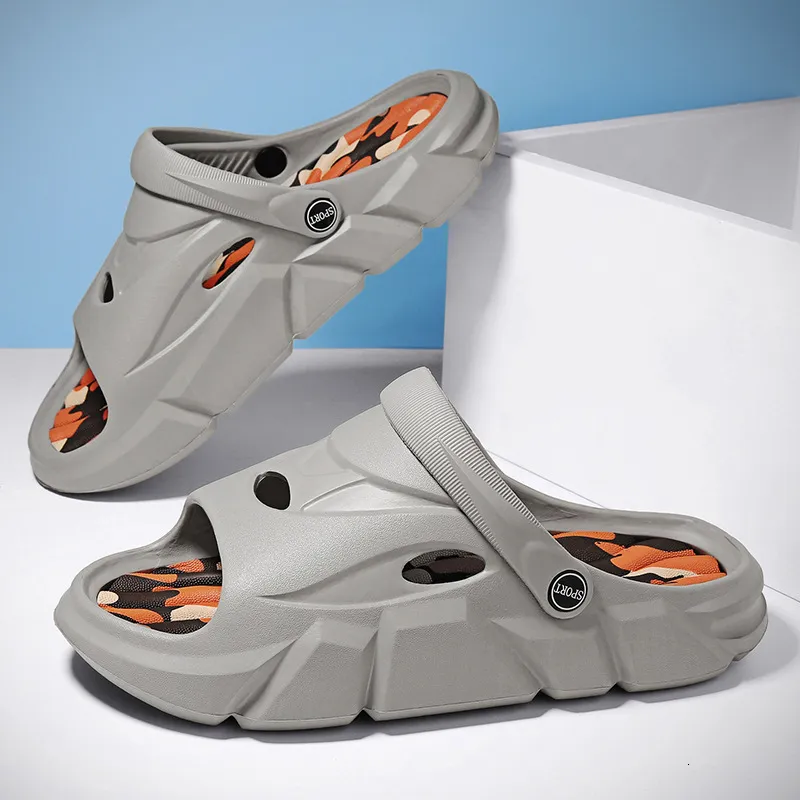 Mens Sport Slides Sandals Adjustable Strap Thick Non Slip Sole Outdoor Beach Slippers_voghion.com
