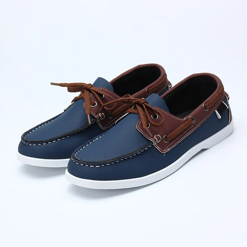 Herren-Lederschuhe, Schnürschuhe, Mokassin-Zehenkappe, lässige Deckschuhe für den Alltag und zum Segeln_voghion.com