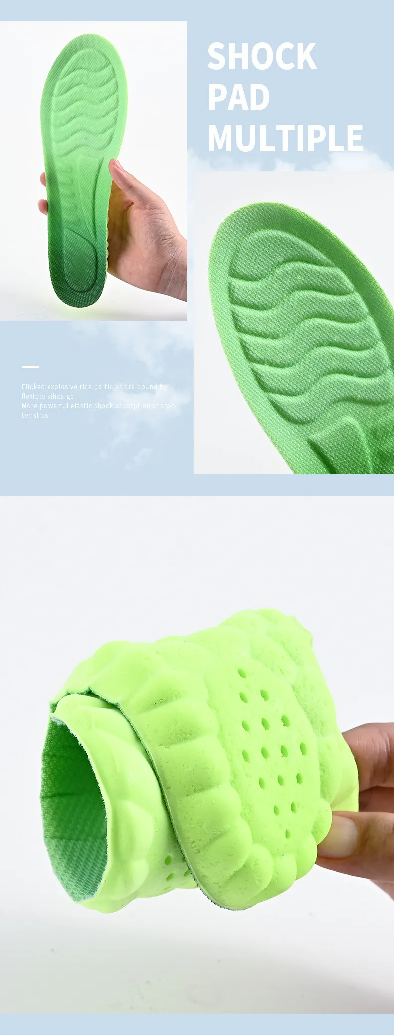 Soft Elastic Shoe Insoles Shock Absorption Breathable Sweat Wearing Comfortable Inserts_voghion.com