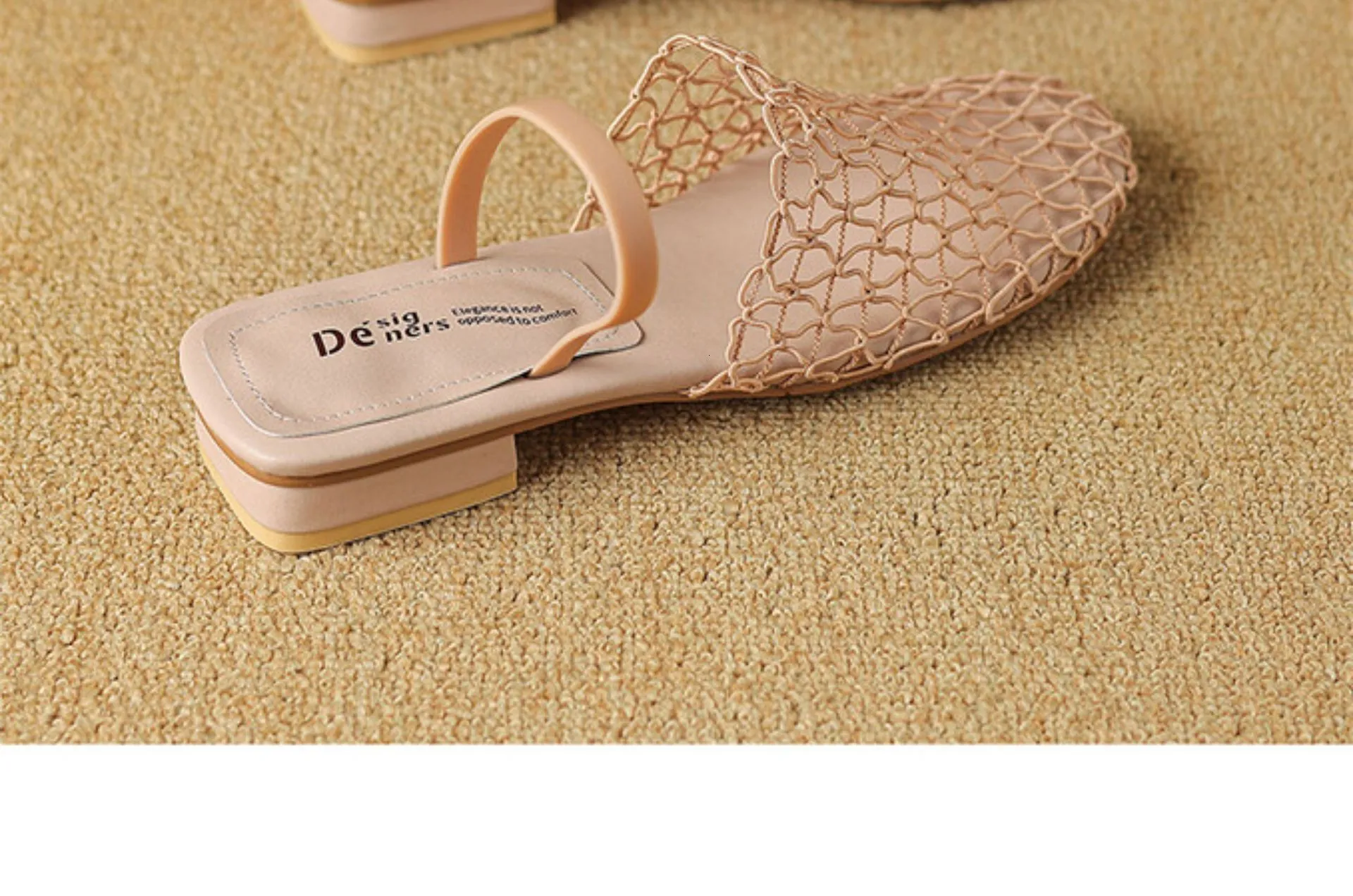 Womens Mesh Slingback Sandals Square Toe Ankle Strap Block Heels_voghion.com