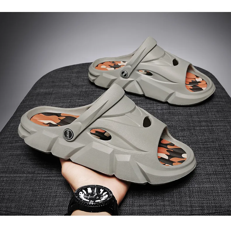 Mens Sport Slides Sandals Adjustable Strap Non Slip Beach Slippers_voghion.com