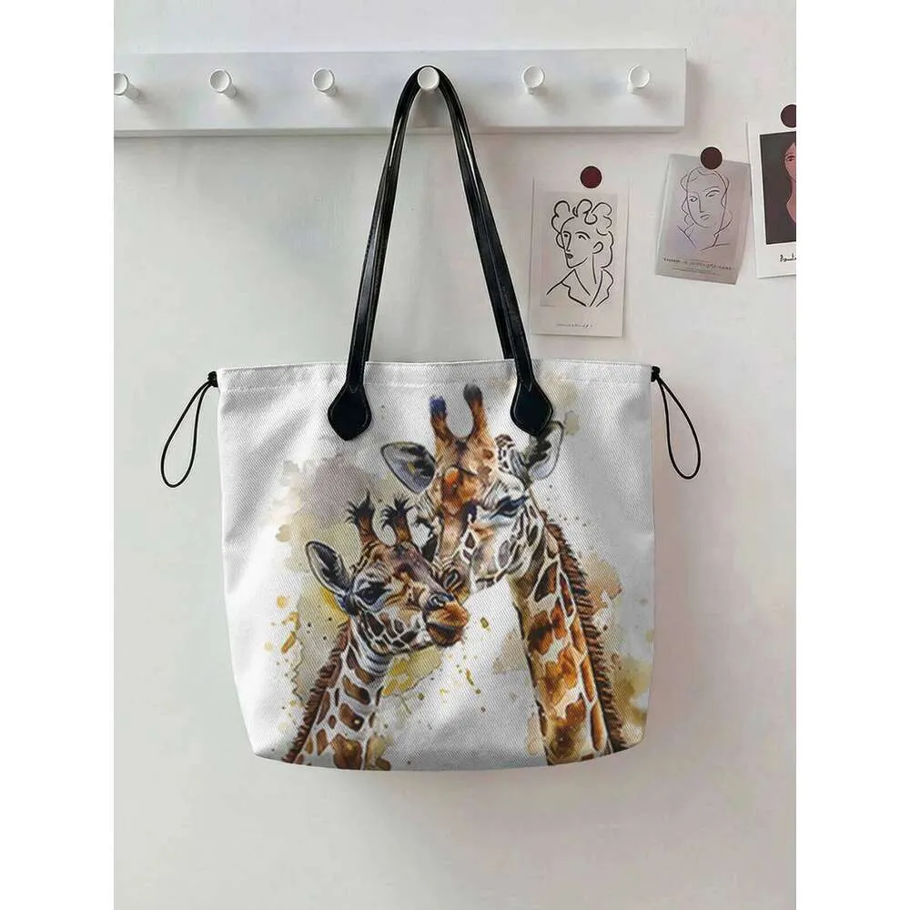 Giraffe Print Polyester Tote Bag, Large Capacity Shopper | DHgate