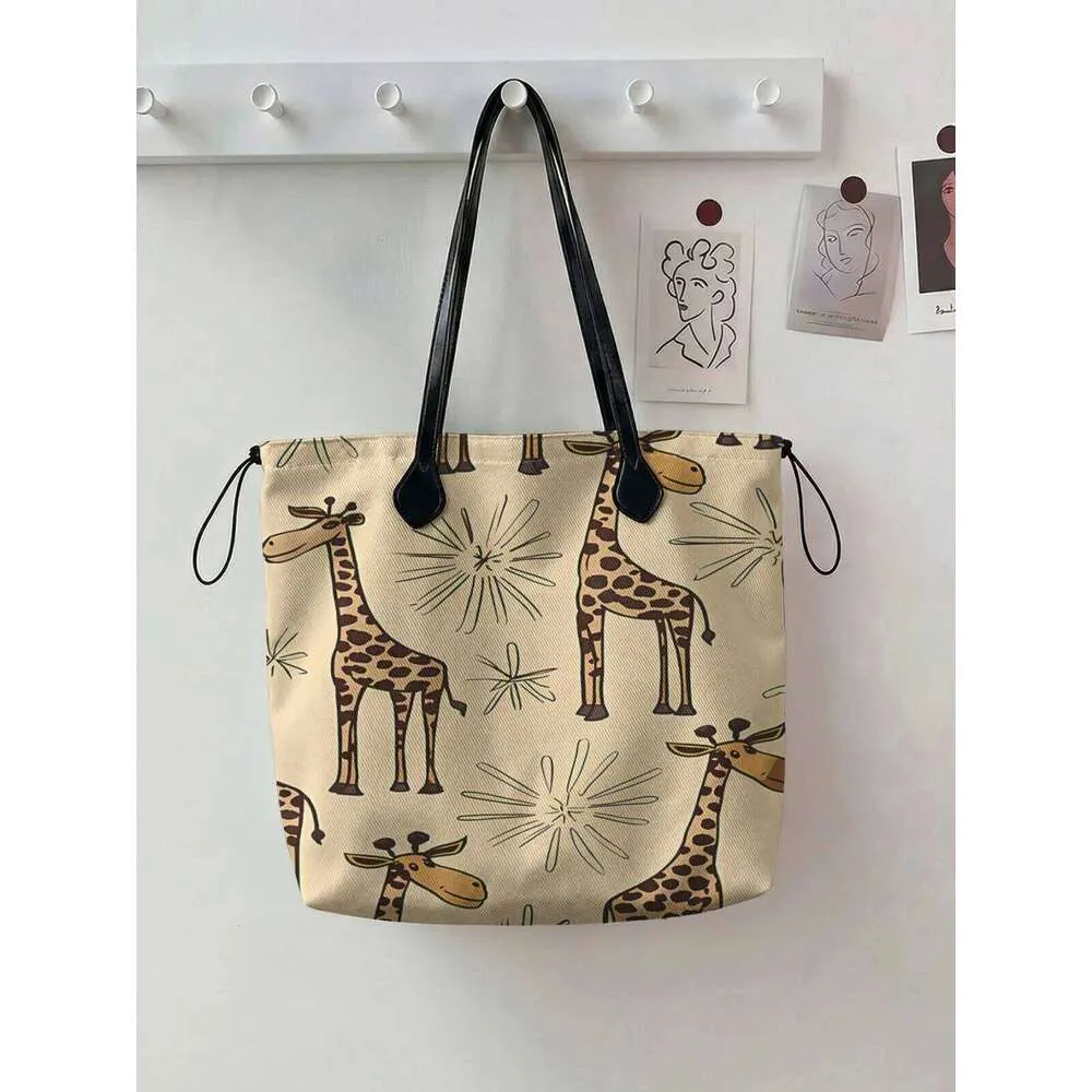 Giraffe Print Polyester Tote Bag, Large Capacity Shopper | DHgate