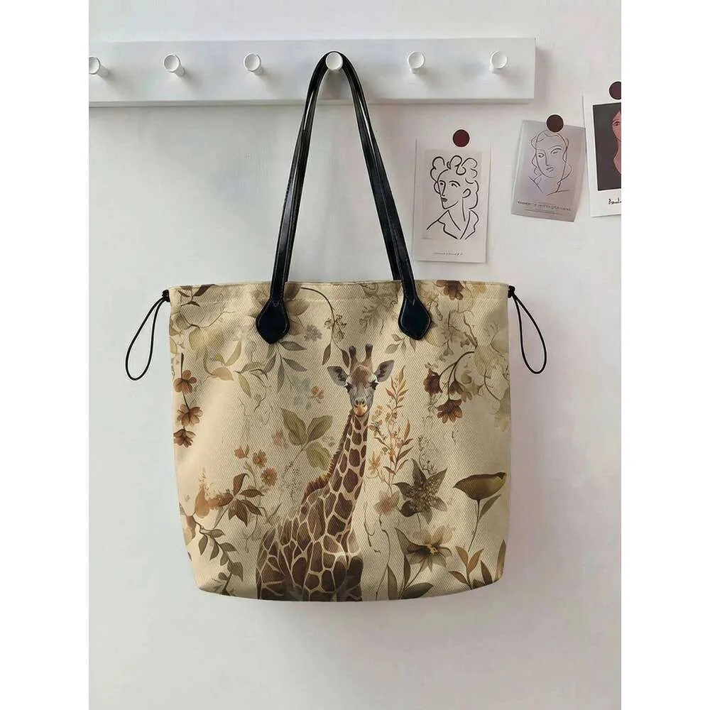 Giraffe Print Polyester Tote Bag, Large Capacity Shopper | DHgate