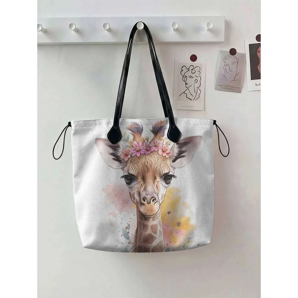 Giraffe Print Polyester Tote Bag, Large Capacity Shopper | DHgate