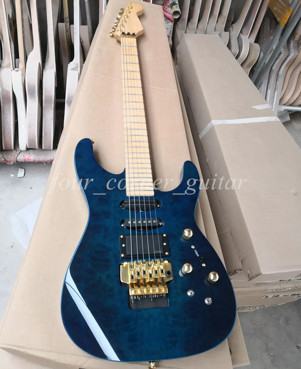 Customizable Navy Blue Blue Electric Guitar With From