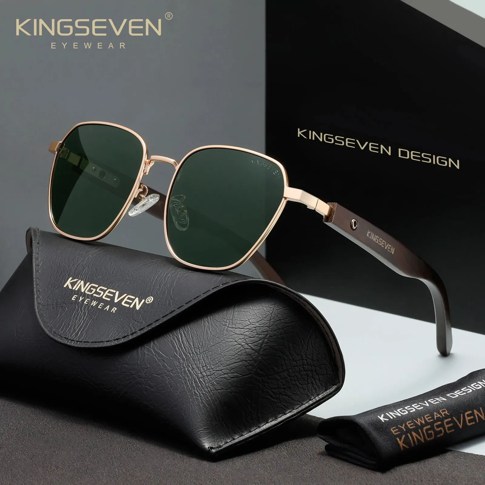 KINGSEVEN Polarized Wooden Kingseven Sunglasses For... From  display picture 1