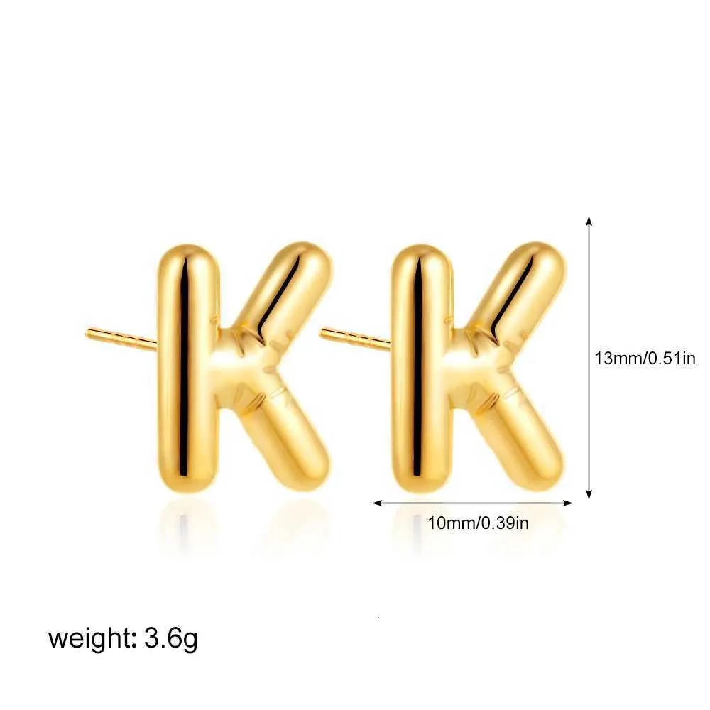 Dainty Balloon Bubble Initial Stud Earrings 18k Gold Plated Steel_voghion.com