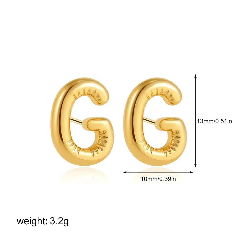 Dainty Balloon Bubble Initial Stud Earrings 18k Gold Plated Steel_voghion.com