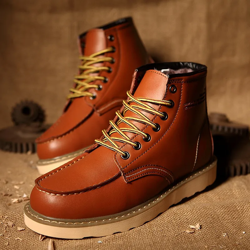 Chaussures de course pour homme en cuir beige, bottines de travail à bout mocassin avec lacets contrastés, tenue de tous les jours_voghion.com