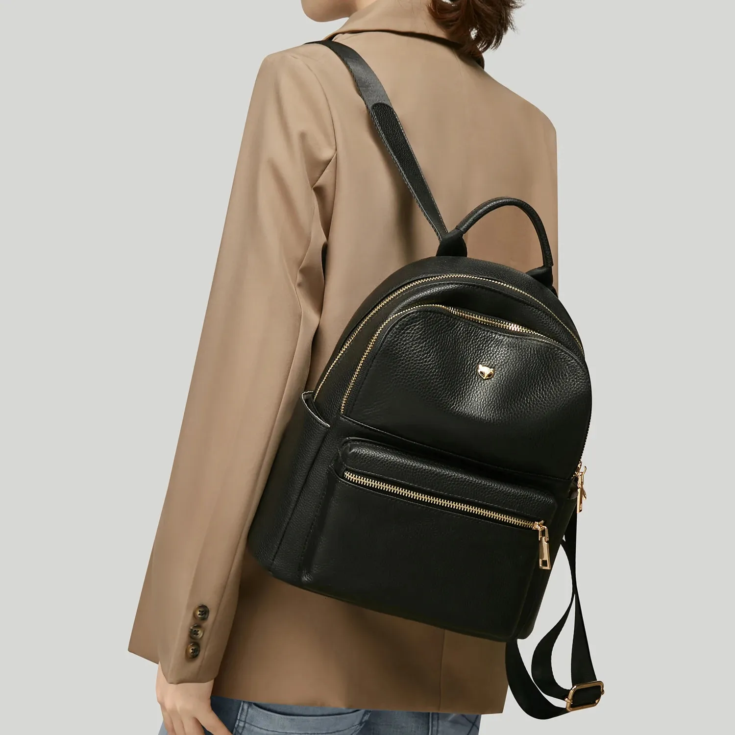ER Genuine Leather Microfiber Womens Backpack Fashion  display picture 2