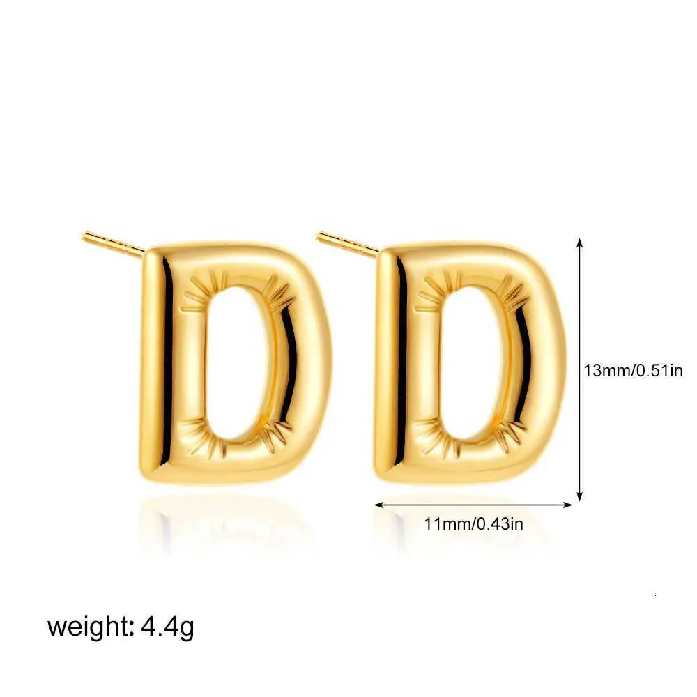 Dainty Balloon Bubble Initial Stud Earrings 18k Gold Plated Steel_voghion.com