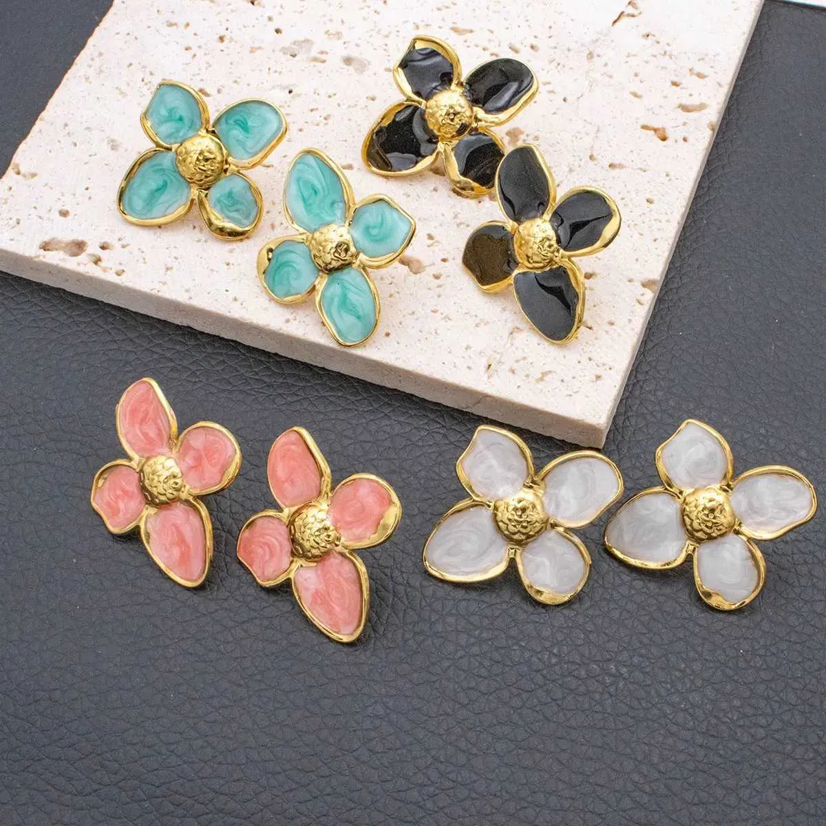 2025 New Hypoallergenic Floral Stainless Steel Stud Earrings Boho Design Everyday Light Luxury Jewelry Gift For_voghion.com
