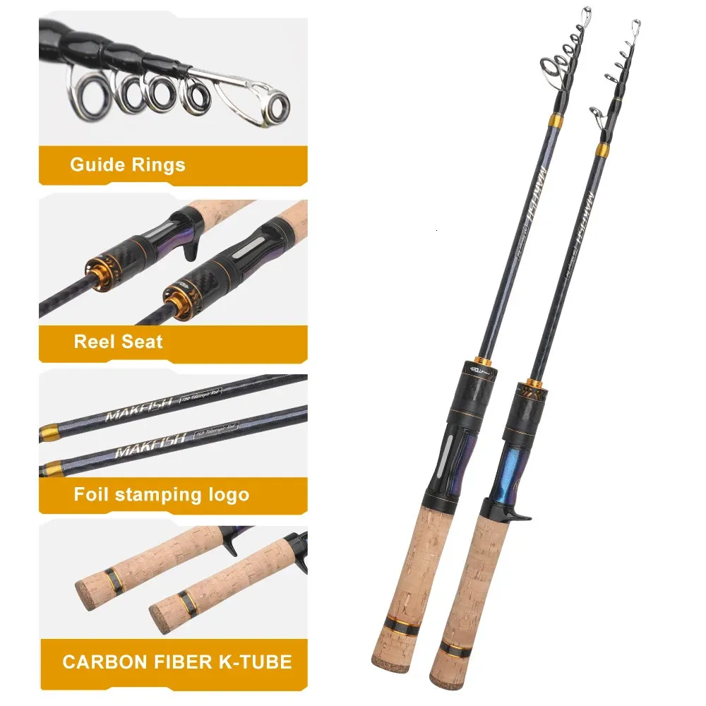 carbon fiber telescopic carp fishing rods Rod Portable Superhard Fishing Pole Father's Day Gift, 3.0 0.20mm/270m ROLLFISH Ultralight Carbon Fiber Spinning