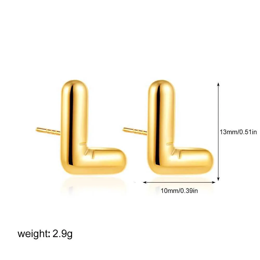 Dainty Balloon Bubble Initial Stud Earrings 18k Gold Plated Steel_voghion.com