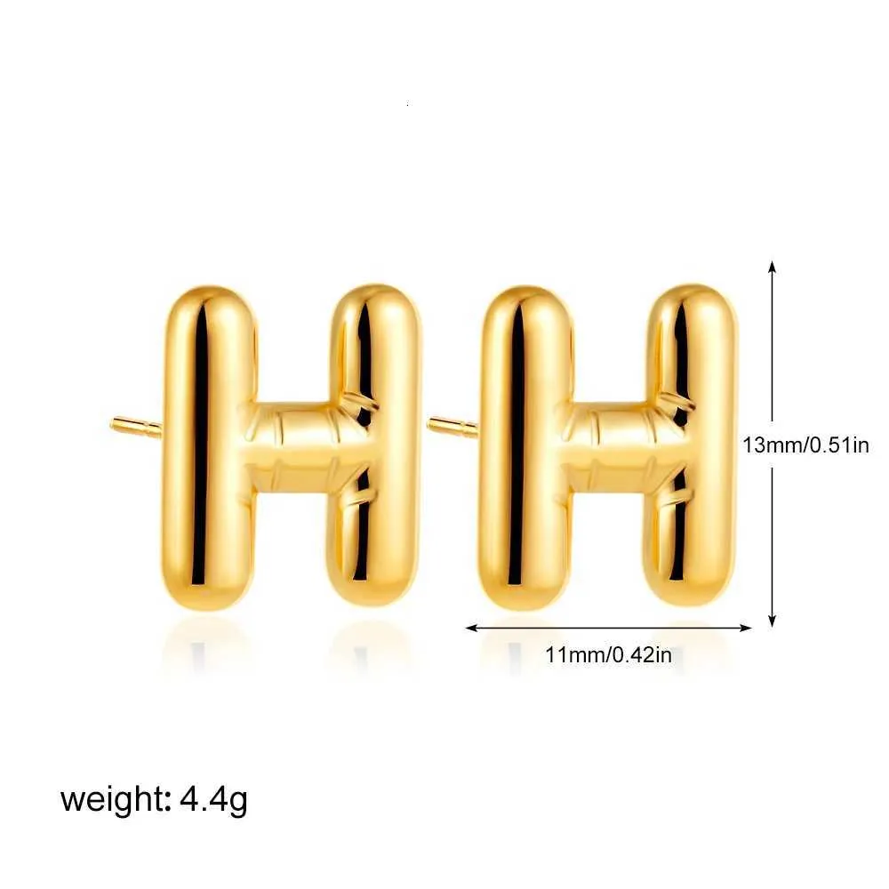 Dainty Balloon Bubble Initial Stud Earrings 18k Gold Plated Steel_voghion.com