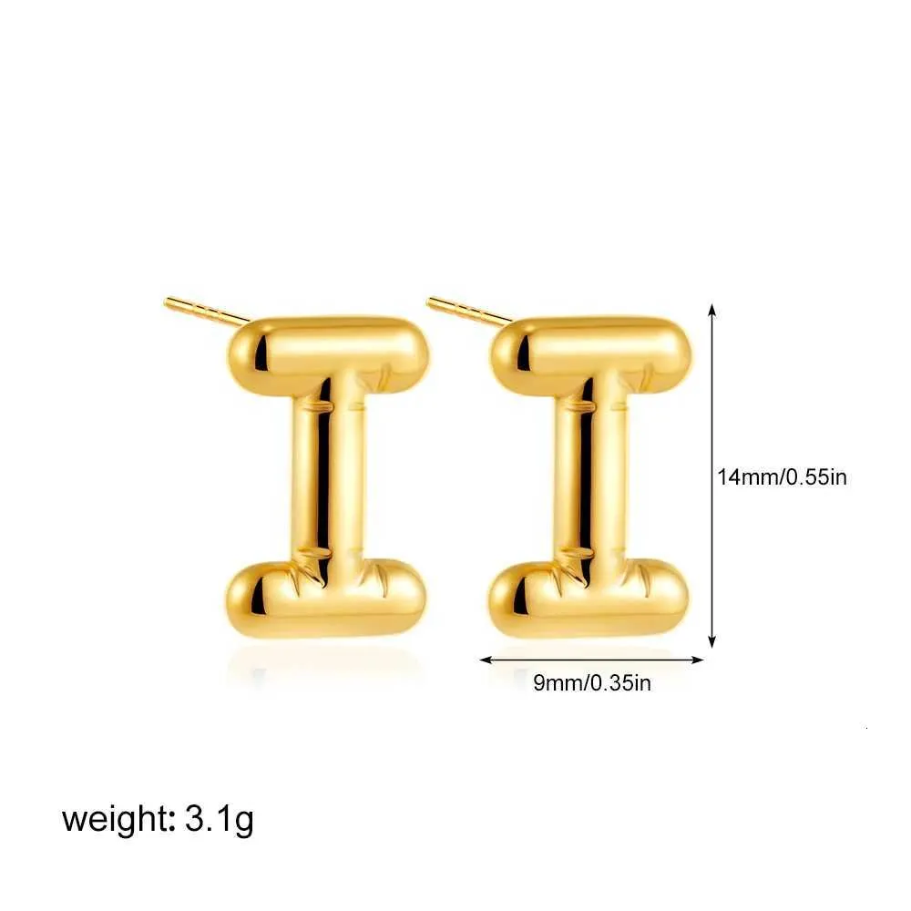 Dainty Balloon Bubble Initial Stud Earrings 18k Gold Plated Steel_voghion.com
