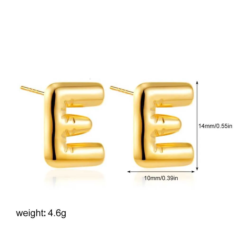 Dainty Balloon Bubble Initial Stud Earrings 18k Gold Plated Steel_voghion.com