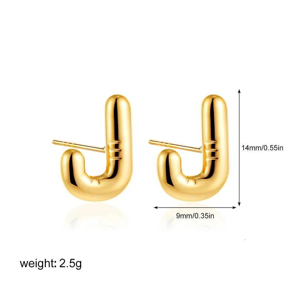Dainty Balloon Bubble Initial Stud Earrings 18k Gold Plated Steel_voghion.com