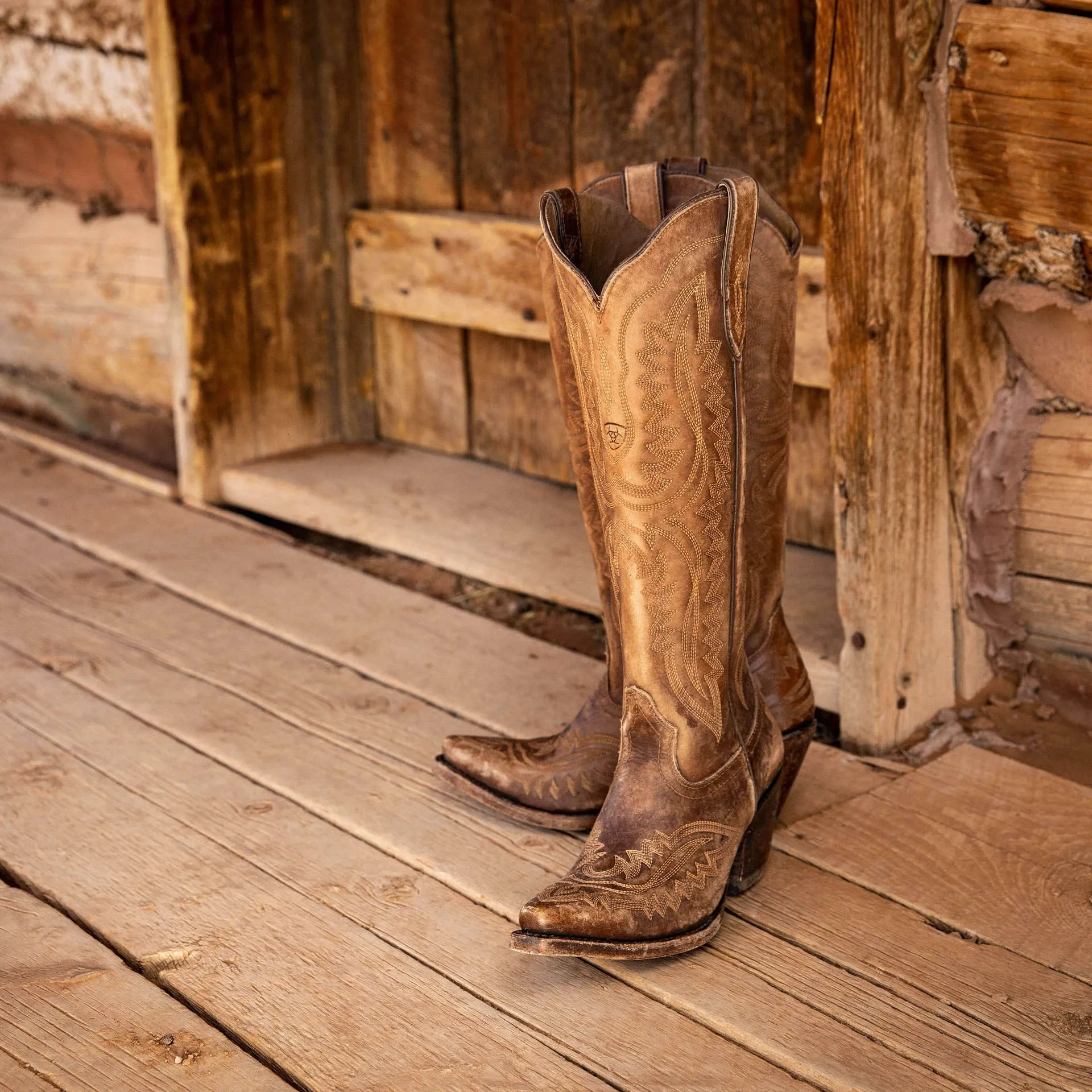 Rote, bestickte Western-Cowboystiefel für Damen aus Leder – perfekt für den Alltag und die Freizeit._voghion.com