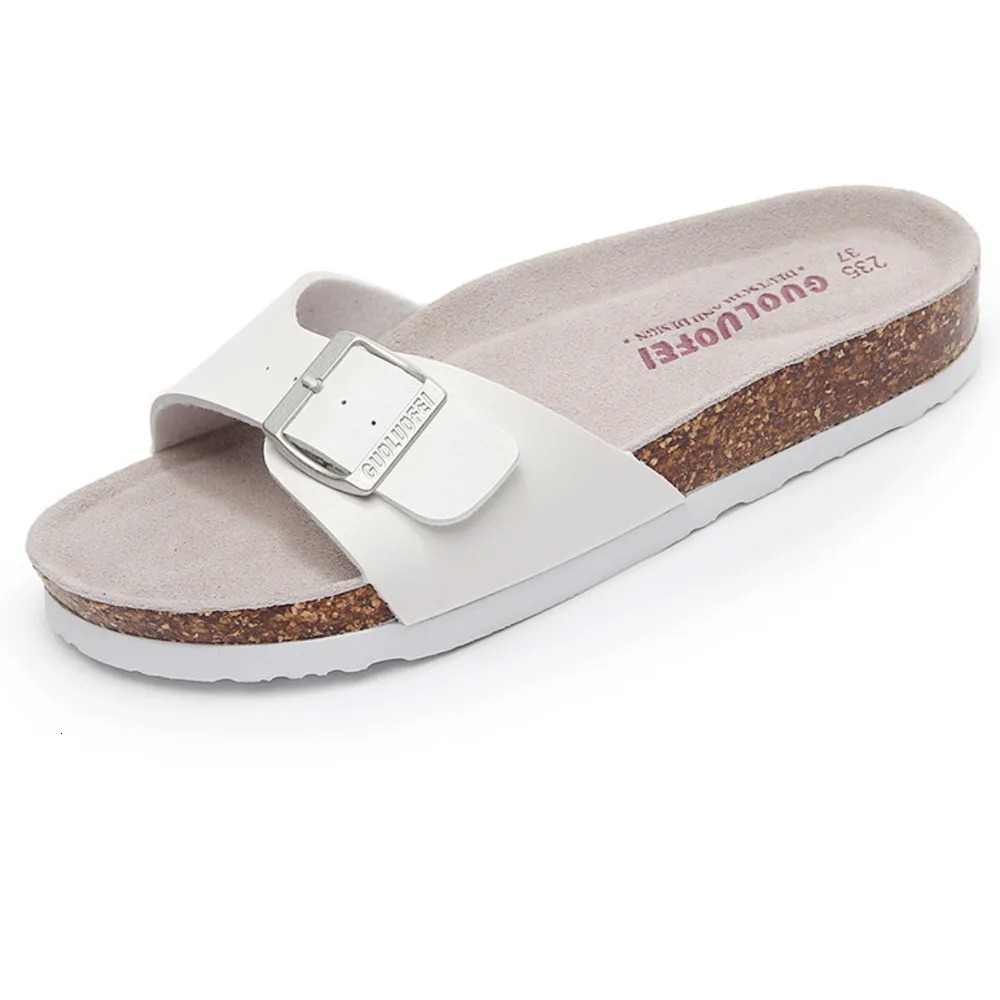 Womens Multi Color Adjustable Buckle Slide Sandals Soft Cork Footbed For Summer Daily Wear_voghion.com