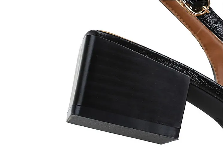 Women’s Black Brown Pointed Toe Slingback Block Heel Court Shoes_voghion.com