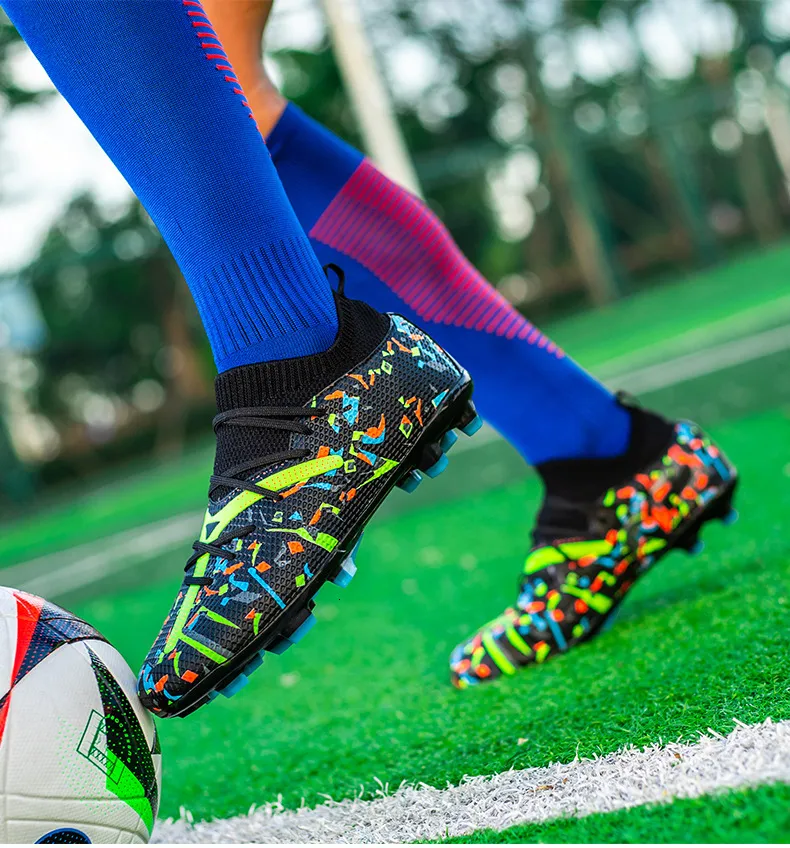 Mens Pink Green Firm Ground Soccer Cleats Breathable Knit For Professional Football Training_vogvips.com