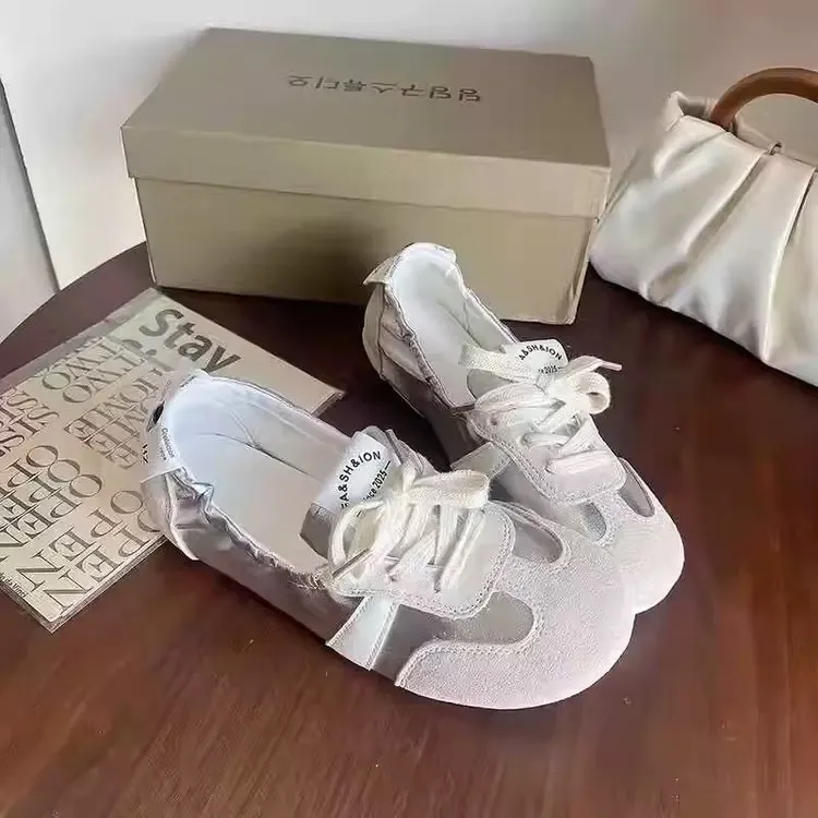 Flerfärgade retro ballerinaskor i mocka och satin för dam_voghion.com