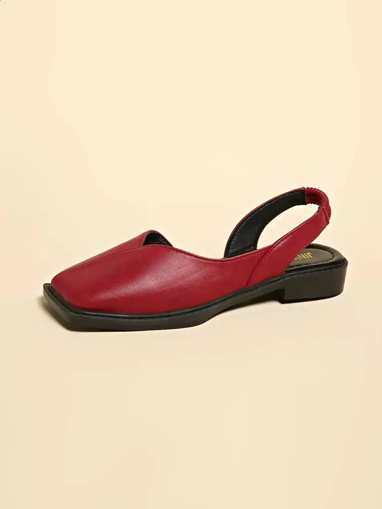 Women's Square Toe Low Heel Sandals Comfortable Summer Footwear_voghion.com