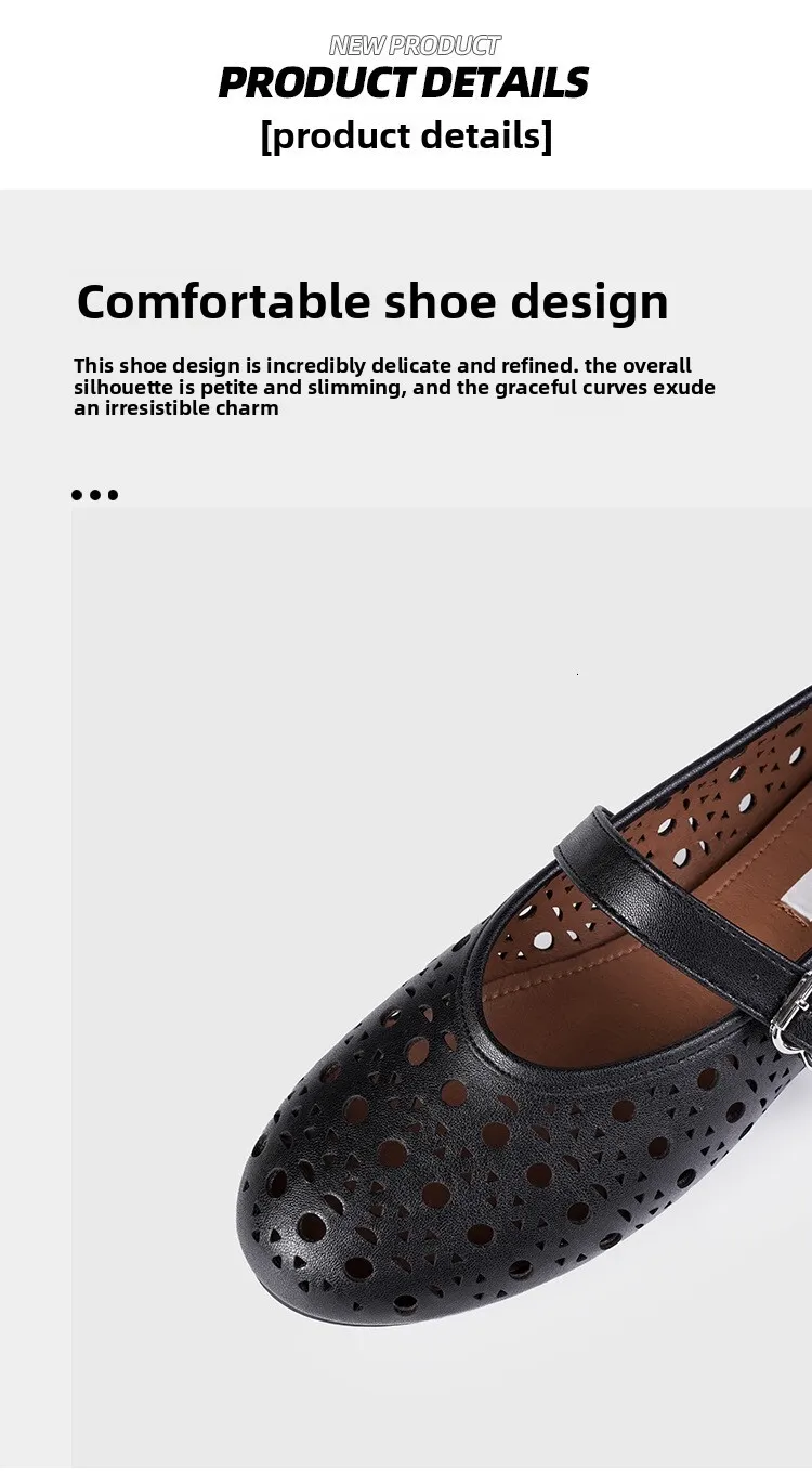 Womens Black White Blue Cut Out Mary Jane Flats Breathable For Summer Casual Daily Wear Daily Outfit_vogvips.com