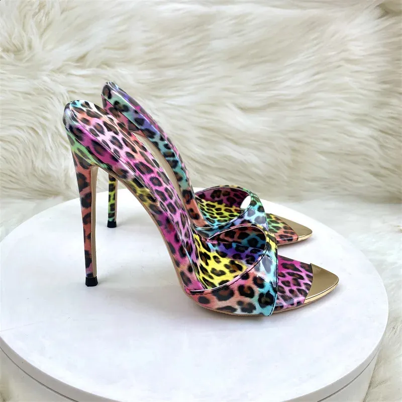 Women's Leopard Print Heeled Sandals Pointed Toe Stiletto Shoes_voghion.com