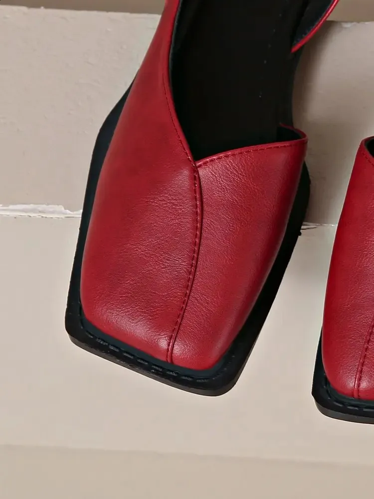 Women's Square Toe Low Heel Sandals Comfortable Summer Footwear_voghion.com