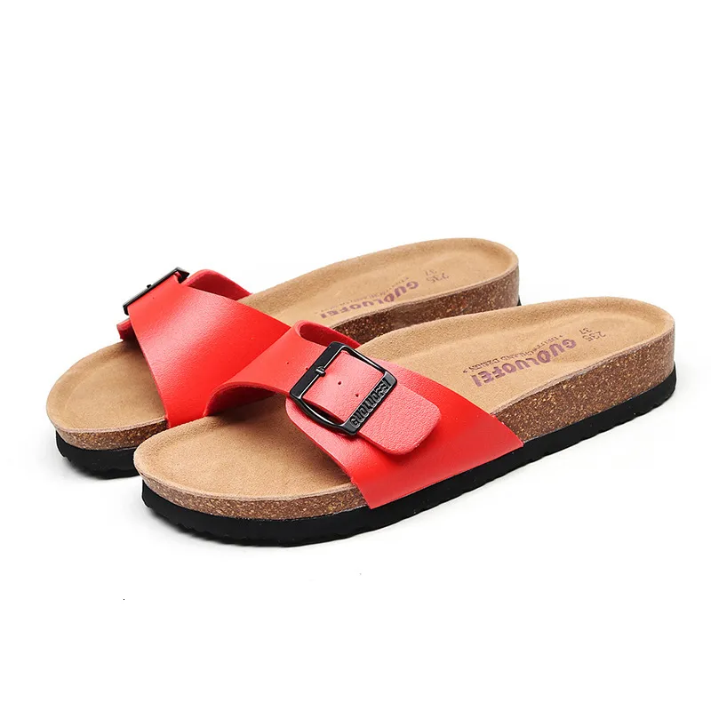 Womens Multi Color Adjustable Buckle Sandals Soft Cork Footbed_voghion.com