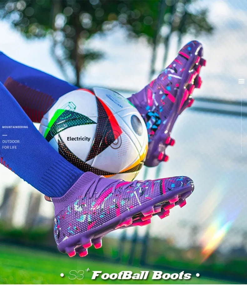 Mens Pink Green Firm Ground Soccer Cleats Breathable Knit For Professional Football Training_vogvips.com