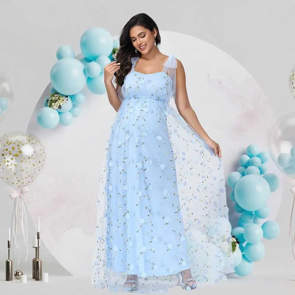 blue floral maternity dress for baby shower Embroidered Mesh Dusty Dress... From Nostalgie, Rs.649.34 Detachable Sleeves Web Collection: 4th of July Backless dress | Iconic My Actual Bust is:46