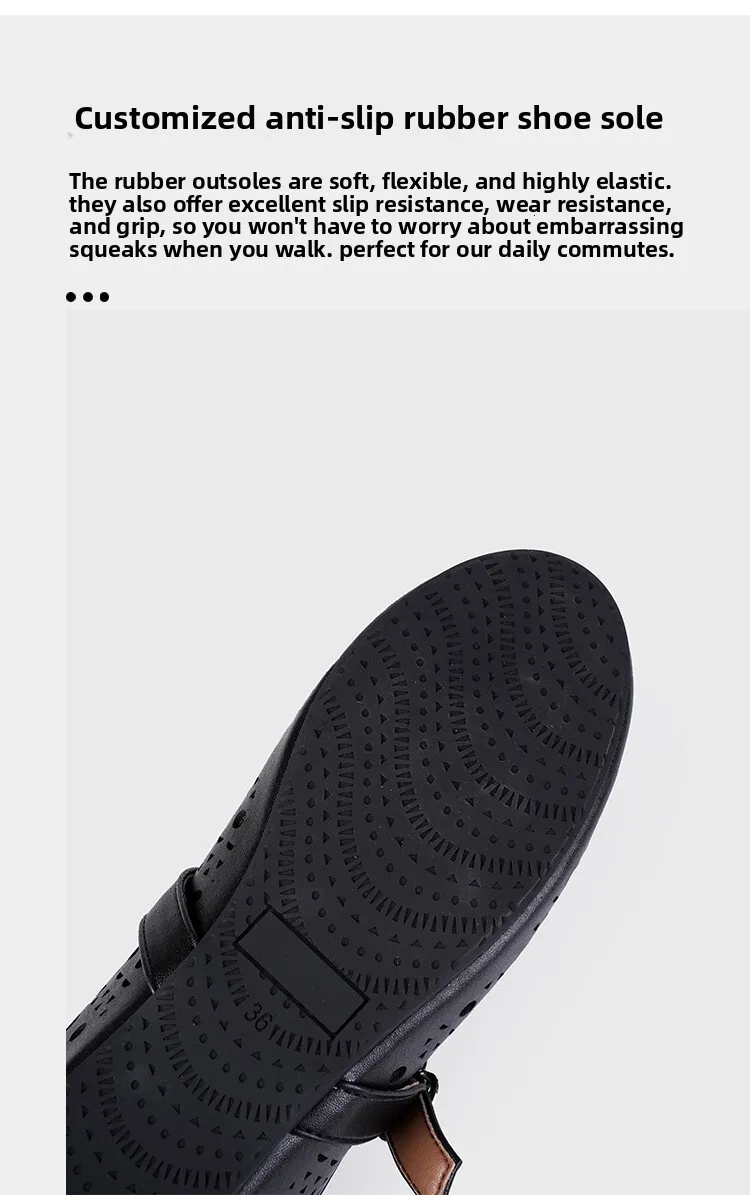 Womens Black White Blue Cut Out Mary Jane Flats Breathable For Summer Casual Daily Wear Daily Outfit_vogvips.com