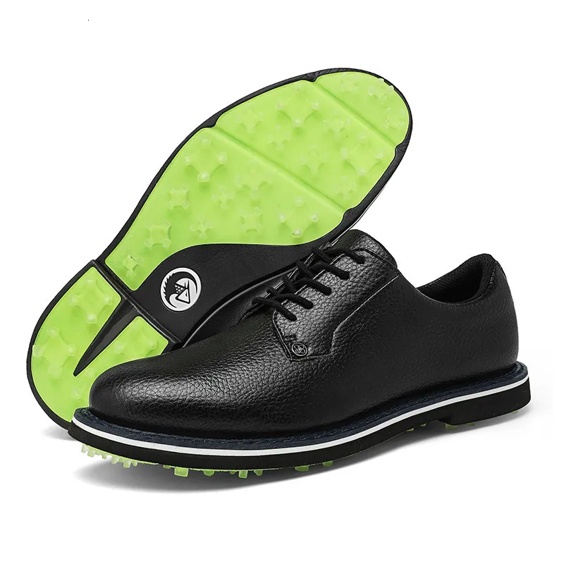 Professional Waterproof Leather Golf Shoes For Men White_voghion.com