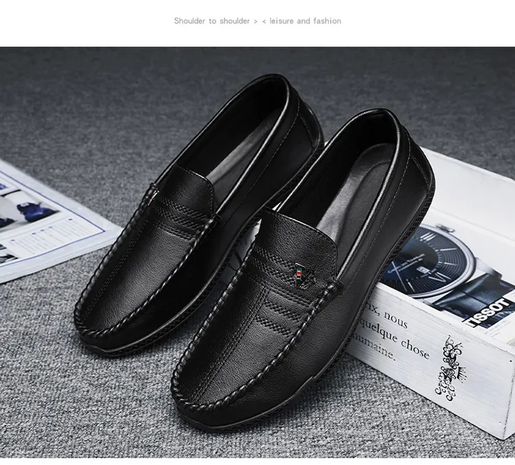 Schwarze Herren Slipper Aus Leder Für Büro Und Alltag_voghion.com